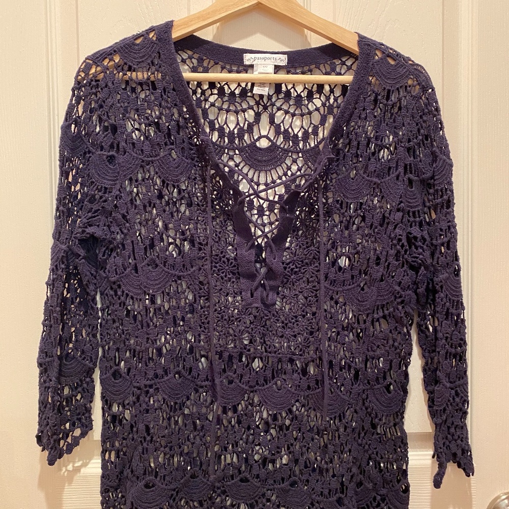 Navy Blue Lace Top